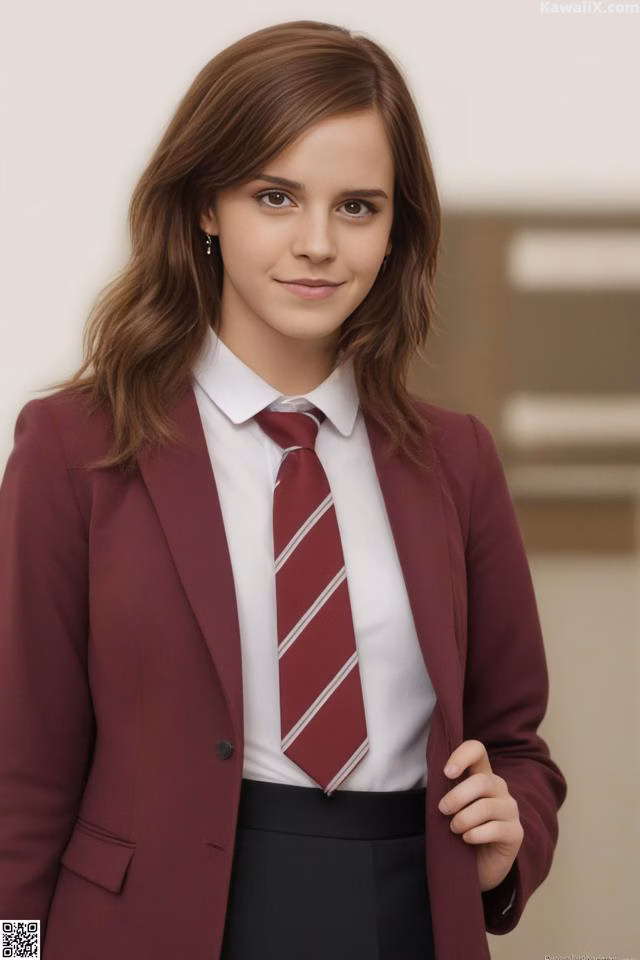 A woman in a suit and tie posing for a picture.